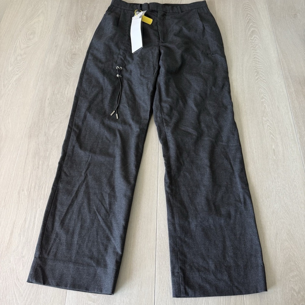 Heliot Emil Men's Wool Pants Size L Large Gray Straight Leg Romania NEW
